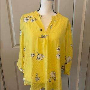 NWT Worthington Petite yellow floral flowy blouse size PXXL